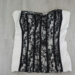 Black and White Lace Bustier Top